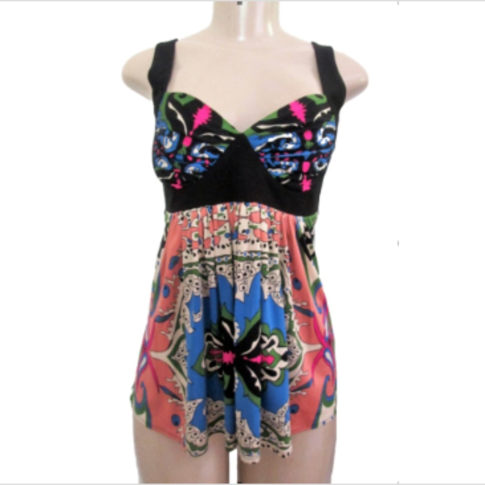 LINDA SEGAL Silk Knit Paisley Print Top Size S